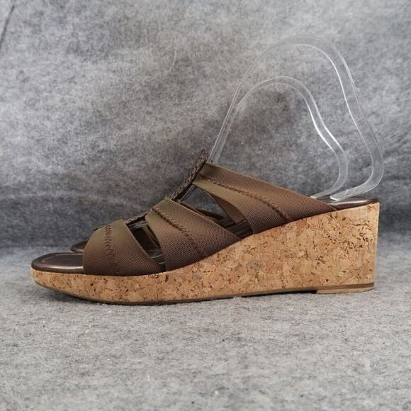 Donald Pliner Shoes Women 9 Wedge Sandal Fashion Slip On Square Toe Cork Classic - Picture 3 of 14